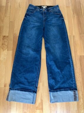 Democracy Indigo Wide Leg Cuffed Jeans